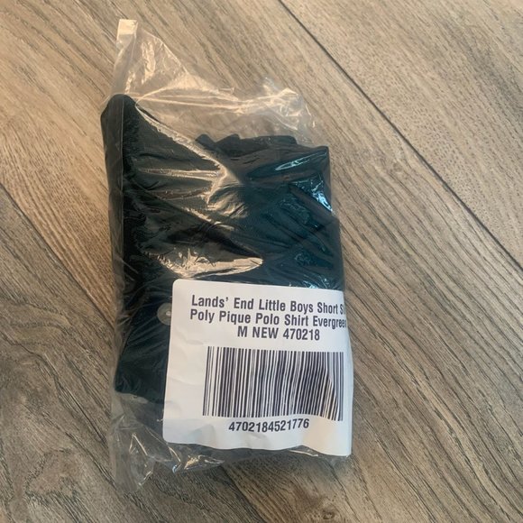 NWT LANDS' END BOY'S SHORT SLEEVE POLY PIQUE POLO SHIRT EVERGREEN MEDIUM (5-6) - Picture 5 of 8